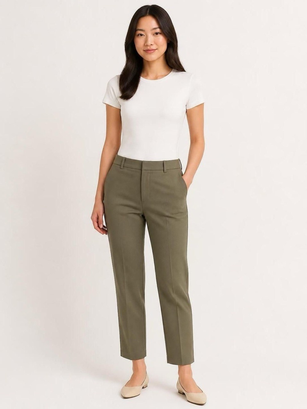 Express Olive Cropped Tailored Pants